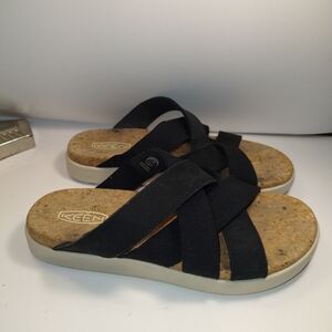 Keen Elle Mixed Slide Black Slip On Sandals Women's sz 8.5.